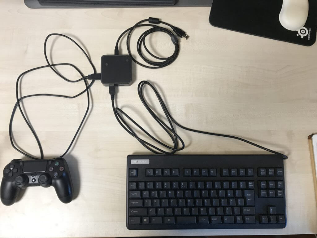 Cross Hair converterにキーボードとコントローラを接続